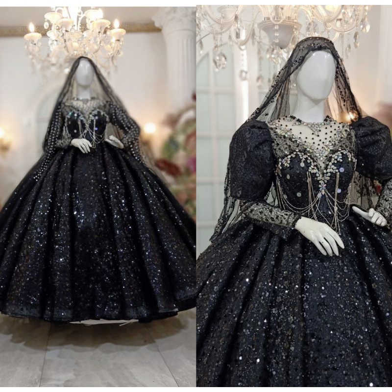 GAUN PENGANTIN BARBIE GOTIK MEWAH BEREKOR //GAUN WEDDING TILE AKAR TRIDI FULL PAYET