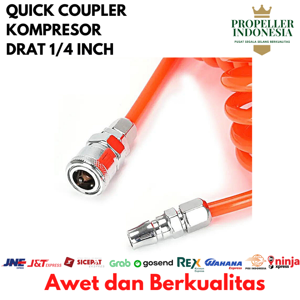 Quick Coupler Connector Angin Neple Kompresor Universal Drat 1/4 Inch