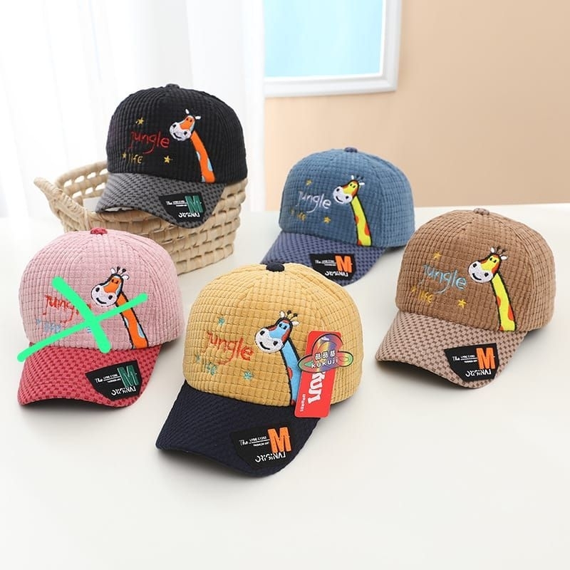 Topi baseball anak karakter Giraffe Jungle topi import