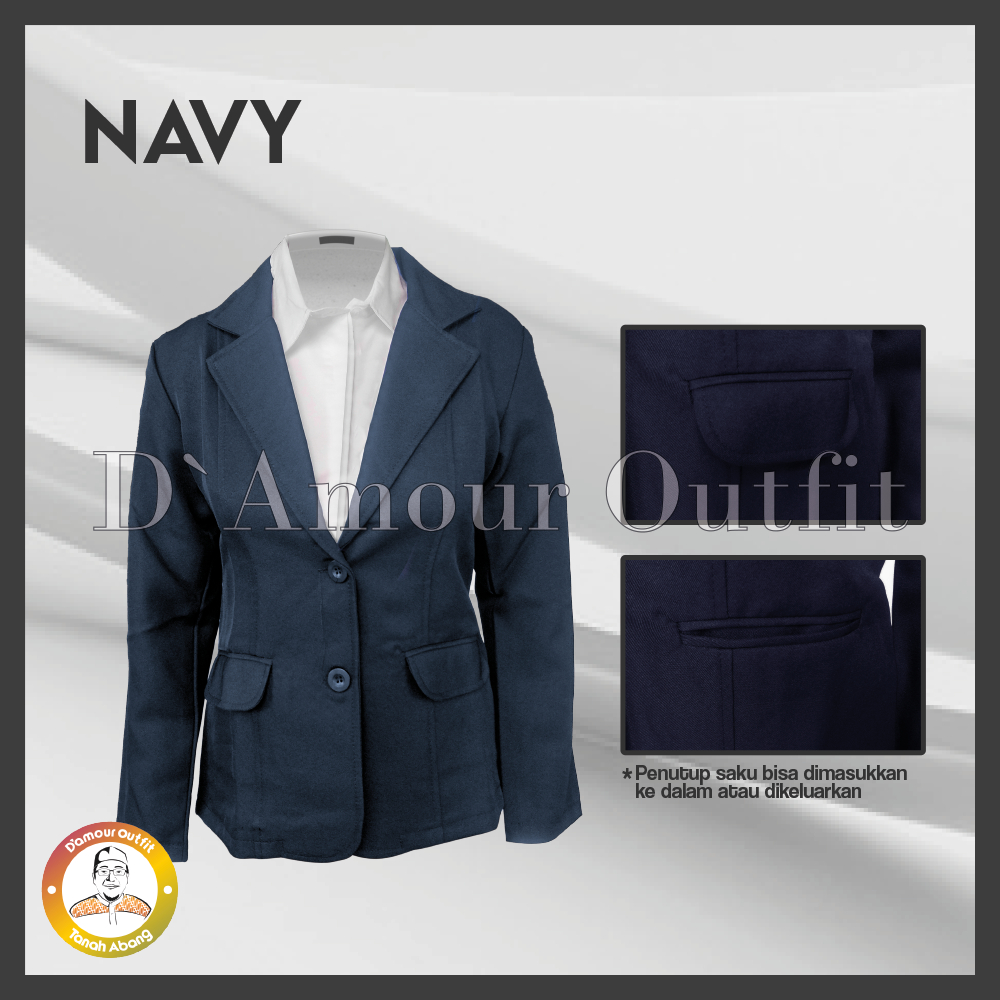 Jas Blazer Wanita Jas Kerja Kantor Cewe Polos Dewasa Anak Jaket Blezer Cewek Pakaian Formal Kantoran Dasar Hitam Blezer Kantor Wanita Premium Jas Wanita Slimfit Resmi Kantoran, Jas Kawinan Jas Blazer Standar &amp; JUMBO  Ootd Korean Style | Damour Outfit [2]
