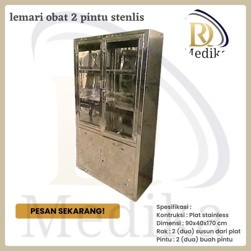 Lemari obat 2 pintu stainless/Lemari obat/Lemari obat 2 pintu