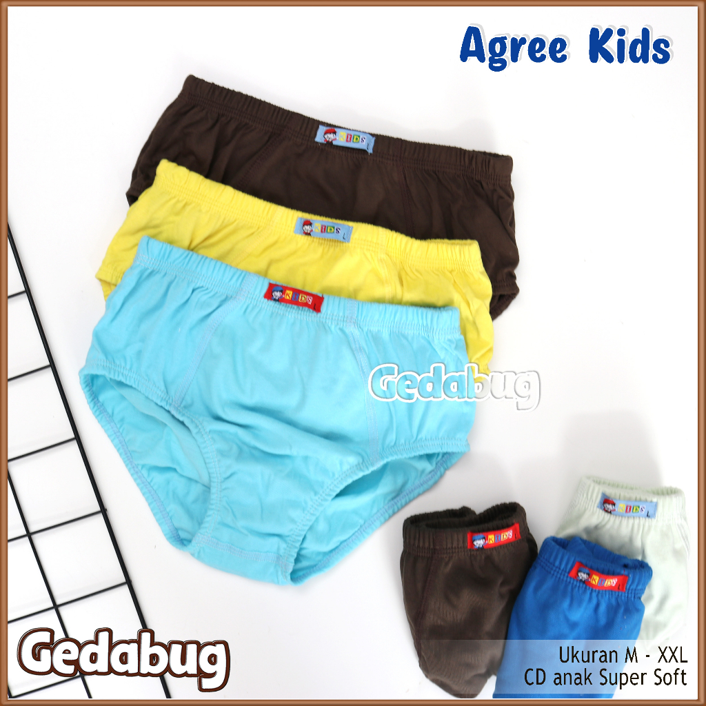 3 Pcs - CD Anak Agree AK 014 / AK014 | Celana dalam anak karet Kerut | Gedabug