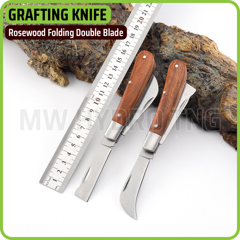 Pisau Lipat Okulasi Cangkok Tanaman, Folding Grafting Knife Rosewood