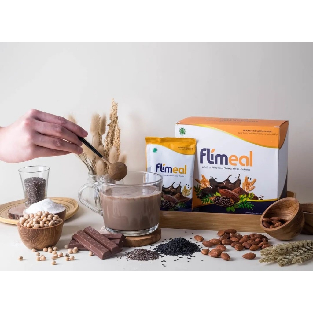 

FLIMEAL MEAL REPLACEMENT Serbuk Minuman Sereal Rasa Coklat Susu - Minuman Sehat Pengganti Makan 190 Kkal/Serving - HALAL&BPOM - Rendah Kalori Untuk Membantu Menurunkan Berat Badan, Tinggi Fiber, Mencukupi Nutrisi harian Selama Diet, Rasa Coklat Yang Enak