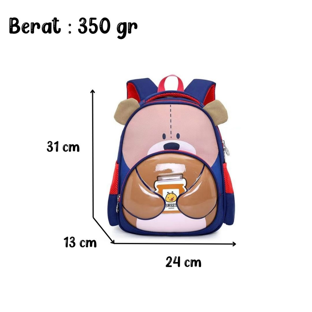 [MONA] Tas Ransel Anak Sekolah Karakter Imut dan Lucu Timbul 6D Buat Paud Sampai TK Kualitas Import Premium -M0233