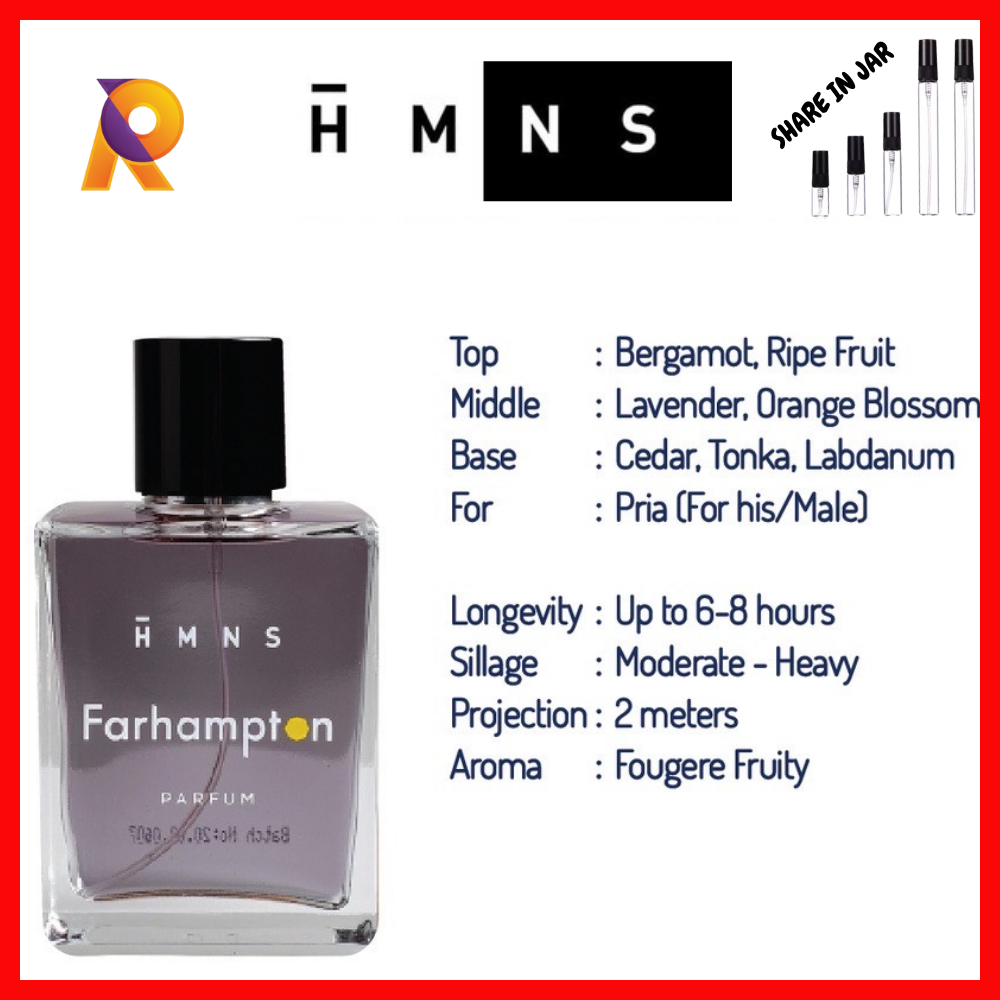 PENGIRIMAN SETIAP HARI | SHARE IN JAR HMNS EDP PERFUME HMNS Perfume  Farhampton parfum HMNS Farhampt