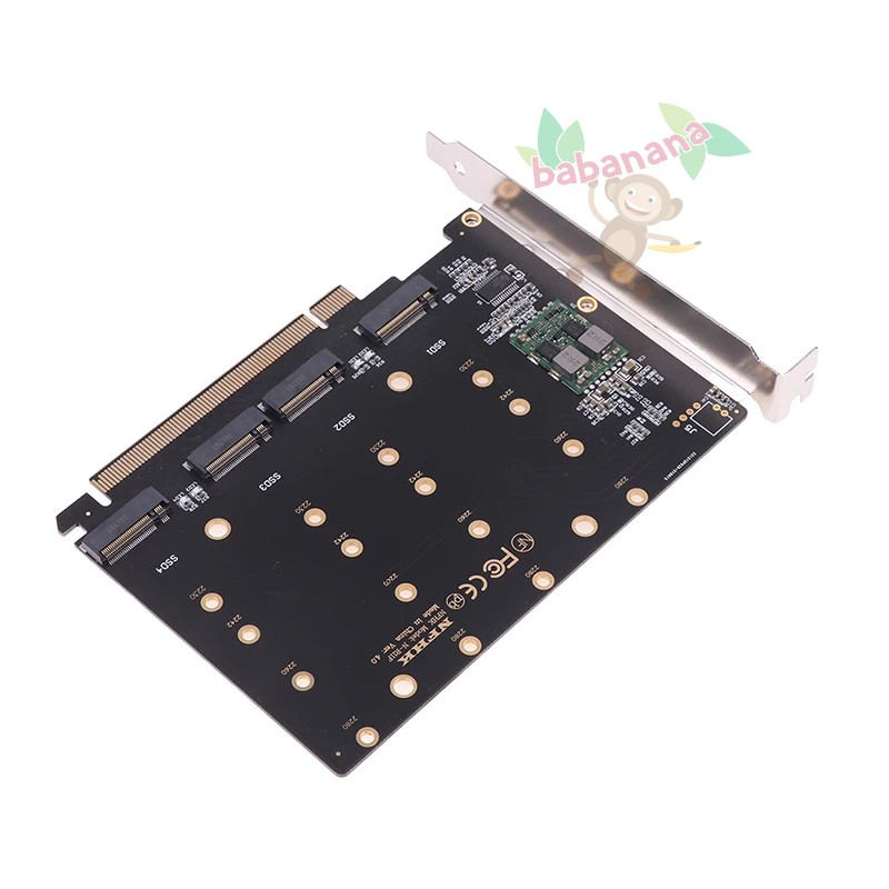 PCIE X16 to M.2 NVME 4 SLOT ADAPTER CONVERTER SSD LONG BRACKET CARD