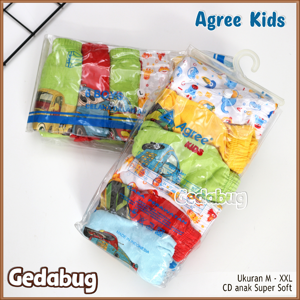 6 Pcs - CD Anak Agree Kids AG 001 | Celana dalam anak Motif Random | Gedabug