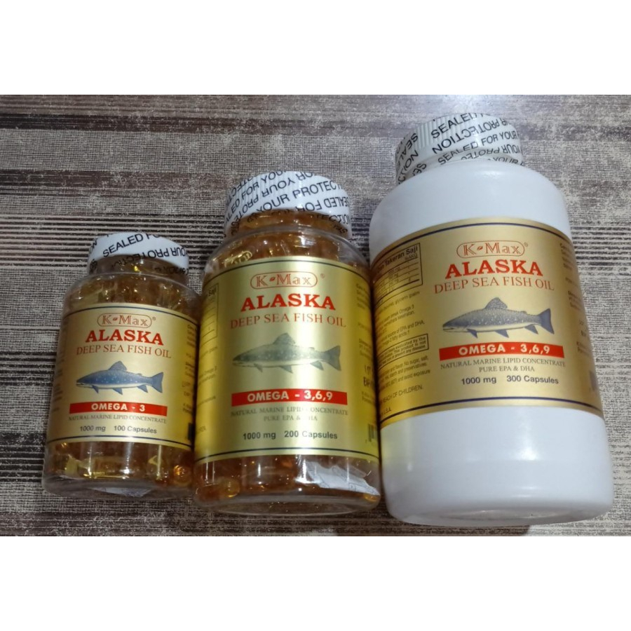 K-max Alaska Deep Sea Fish Liver Oil Omega 3 6 9(Isi 300)