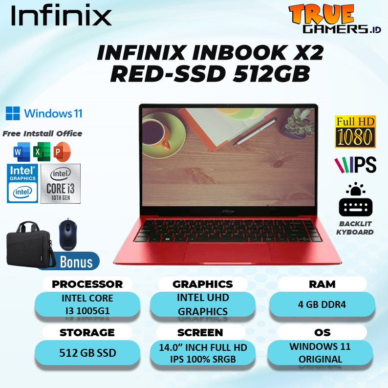 Laptop Infinix Inbook X2 I3 1005G1 4GB 512SSD WIN11 14.0FHD IPS 100SRGB