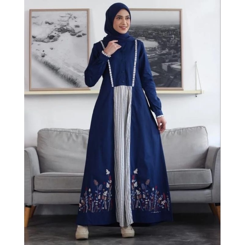 Gamis Dannis Wanita Dewasa Perempuan Navy Terbaru