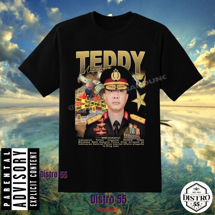 KAOS BASIC TEE /  TEDDY MINAHASA / JENDRAL POLISI / DISTRO 55 BANDUNG / KAOS KATUN HITAM / KAOS STAN