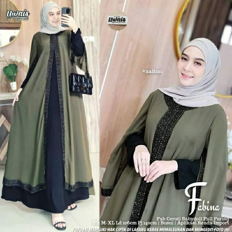 Javina set outer 2in1/Fabina maxy/Salwa maxy/Set baju muslim kekinian