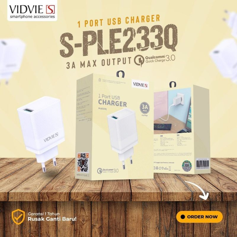 TRAVEL ADAPTER CHARGER VIDVIE'S FAST CHARGING 18W PLE223Q-S