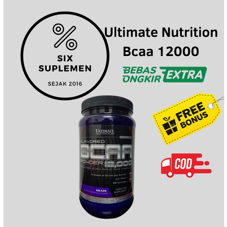 (Bonus Shaker/Sample) Ultimate Nutrition Bcaa Powder 12000 60 Serving