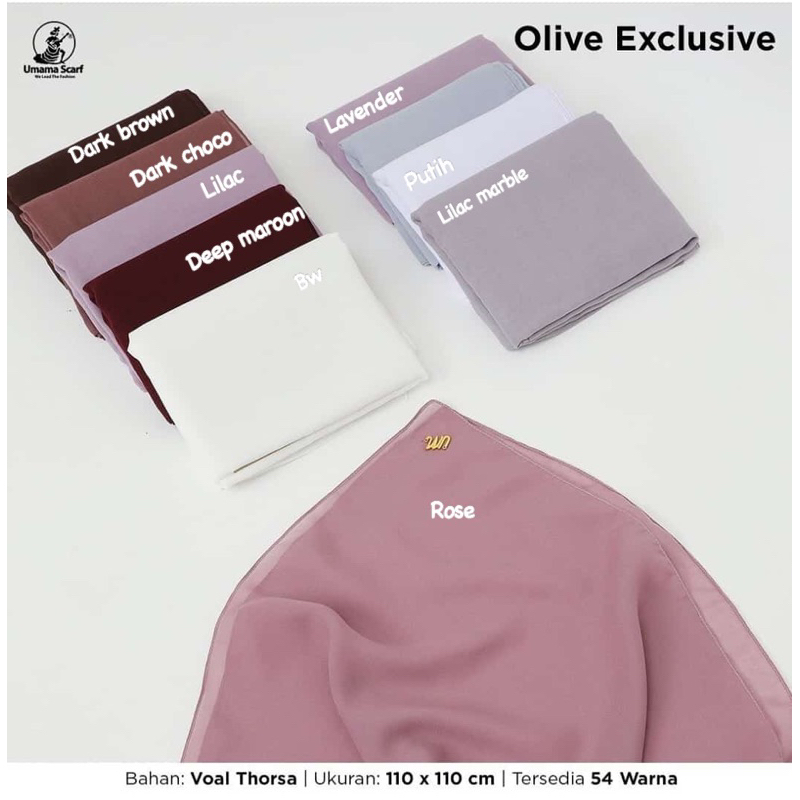 HIJAB SEGIEMPAT UMAMA SCARF OLIVE EXCLUSIVE METAL LOGO