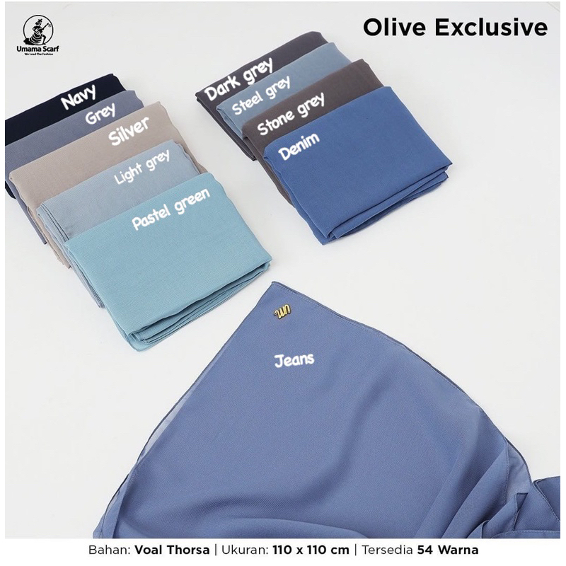 HIJAB SEGIEMPAT UMAMA SCARF OLIVE EXCLUSIVE METAL LOGO