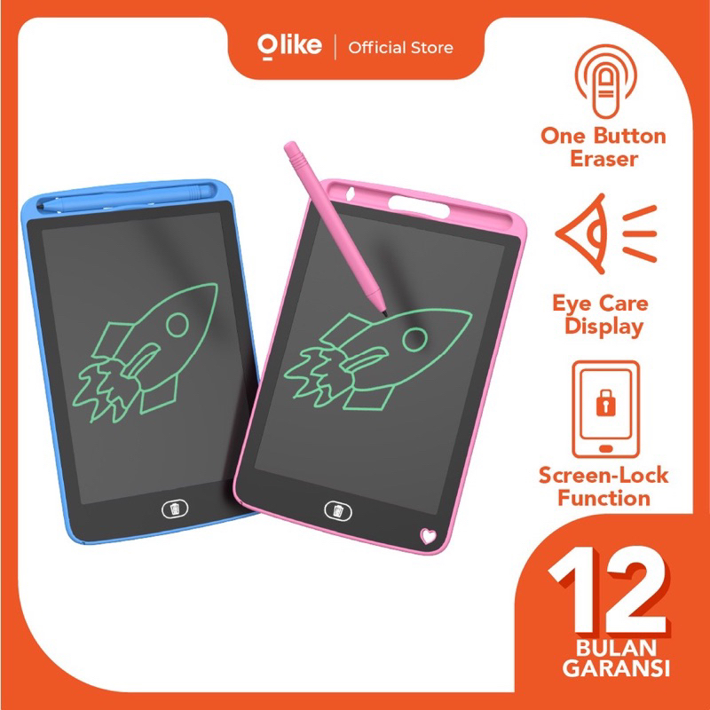 Olike B2 lcd writing tablet anak 8.5” papan tulis anak lcd Screen Lock Function lcd drawing writing tablet Eye Care Screen Anak/Dewasa