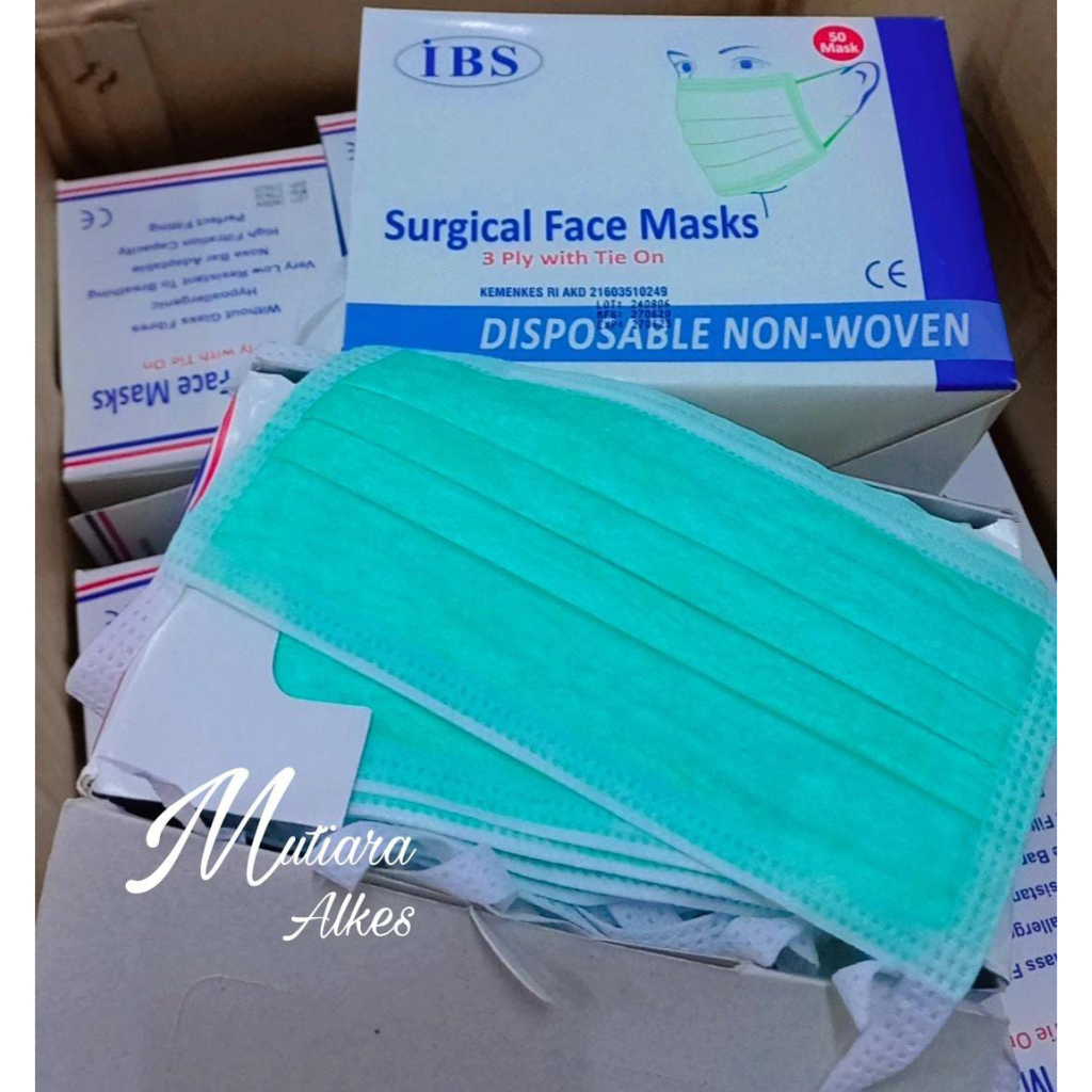 IBS Masker Tali /Surgical Mask Tie On / Masker Medis Tali / Masker Tali 3ply IBS