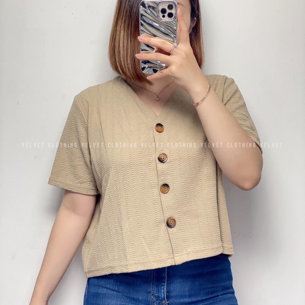 Blouse Oversize Vneck Knit Button / Atasan Jumbo Wanita Knit / Vneck Button Top 4603