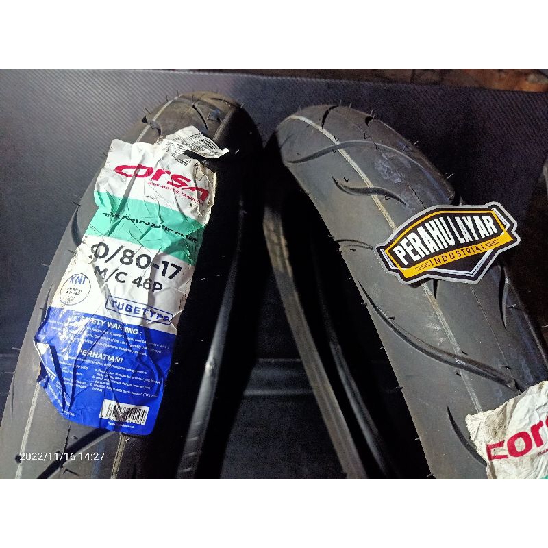 BAN CORSA TERMINATOR 90/80 80/80 RING 17 BAN LUAR MOTOR CORSA TERMINATOR TYPETUBE