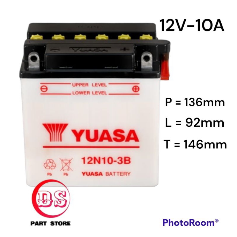 AKI ACCU YUASA BASAH 12N10-3B 12 VOLT - 10 AMPERE ( SETRUM / VESPA / MERCY )