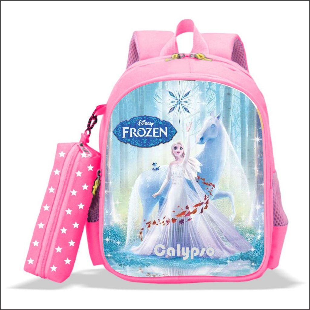Tas Ransel Sekolah Anak Perempuan Karakter Elsa Frozen Bonus Tempat Pensil PREMIUM Bisa COD Untuk an
