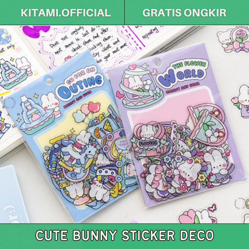 STICKER BUNNY BEAR DECOR CUTE | STIKER LUCU untuk Planner Scrabook Journal