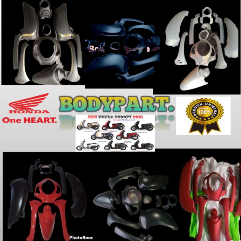 Full set cover body bodi halus Scoopy new esp tahun 2020 2021 2022 Original K2f warna Hitam Putih Me