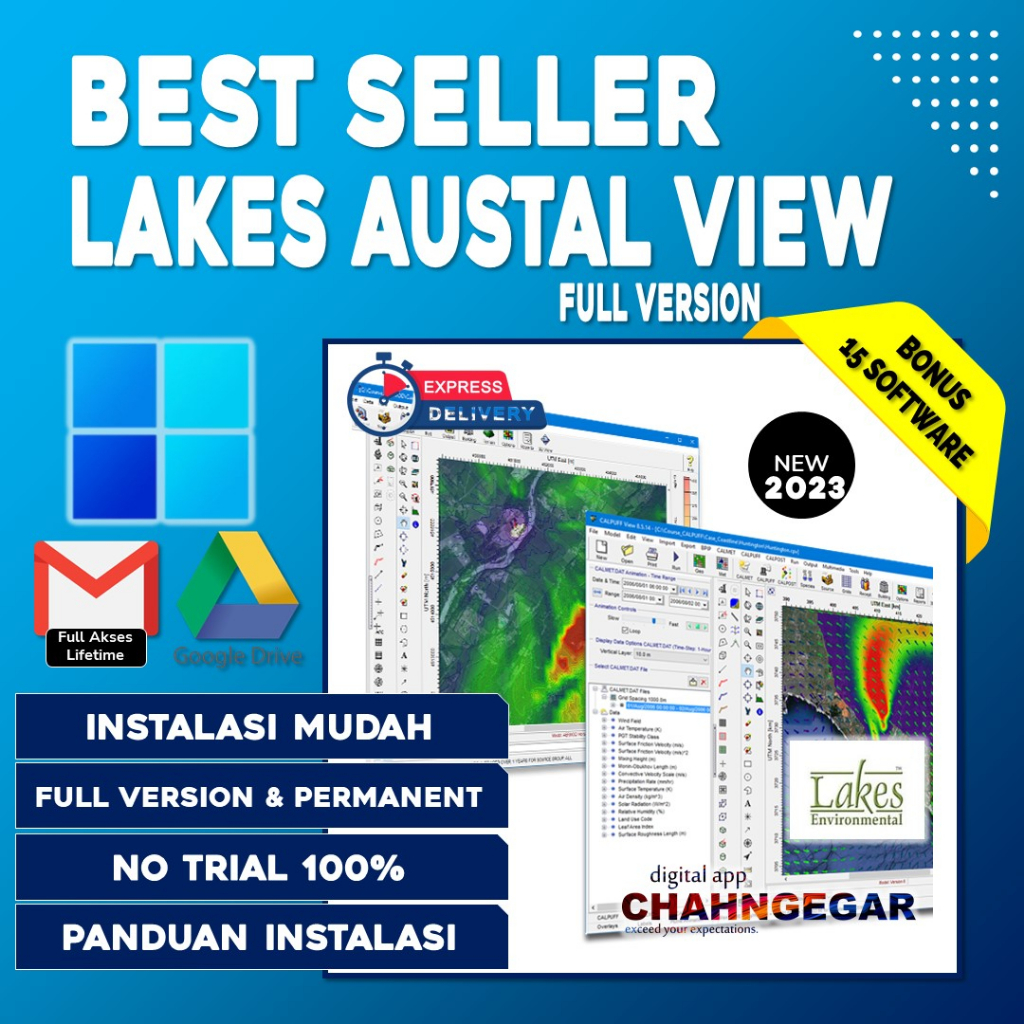 Lakes Environmental AUSTRAL View 8 Full Version Software grafis untuk AUSTAL2000