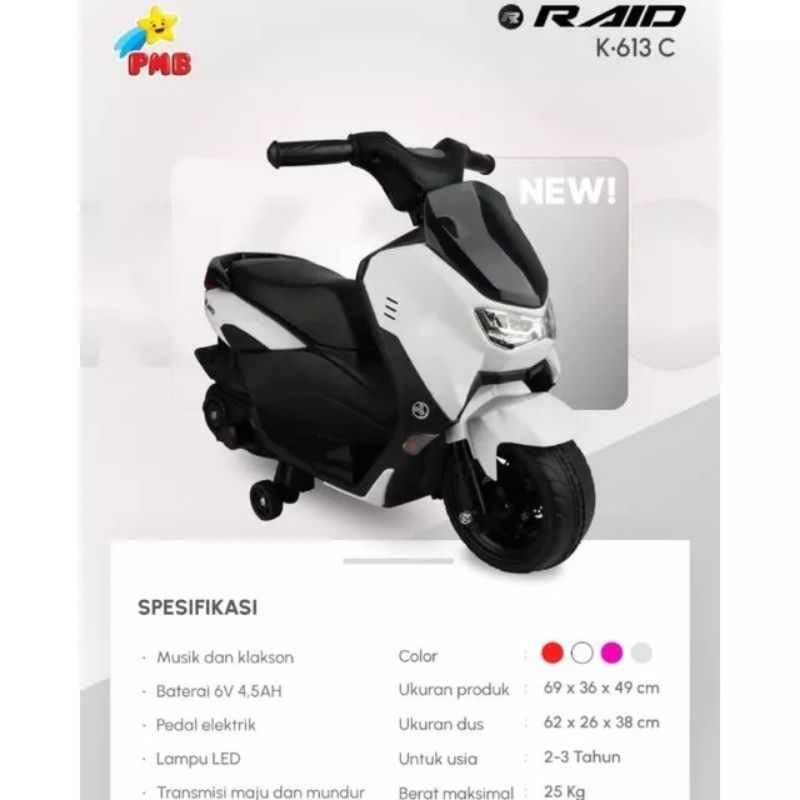 MAINAN SEPEDA MOTOR AKI  6 VOLT 4.5AH NMX RAID& SCOOPY K613C