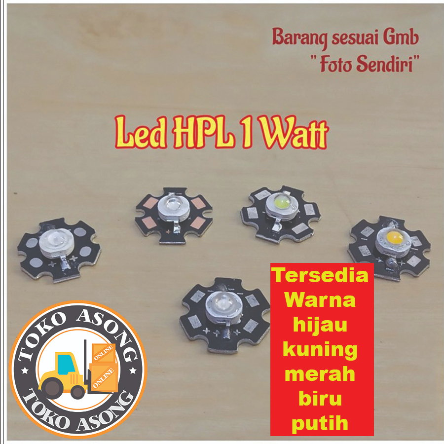 led hpl 1 watt include heatsink lampu, Kuning,merah,biru,putih,hijau