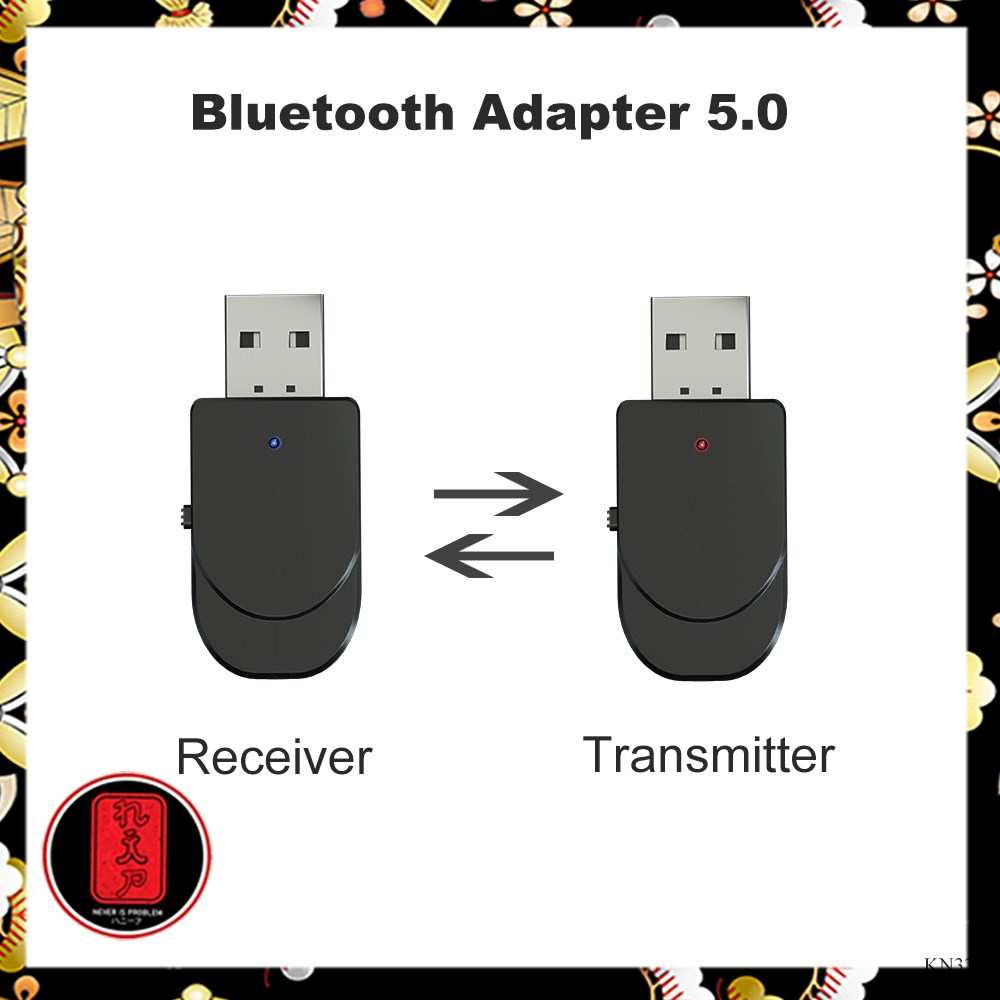 VIKEFON 2 in 1 USB Audio Bluetooth 5.0 Transmitter &amp; Receiver - KN330 - Black