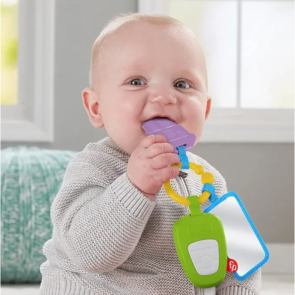 Sale Not Perfect Mainan Bayi Fisher-Price Hit The Road Activity Keys, take-Along Baby Rattle and Teething Toy with Mirror