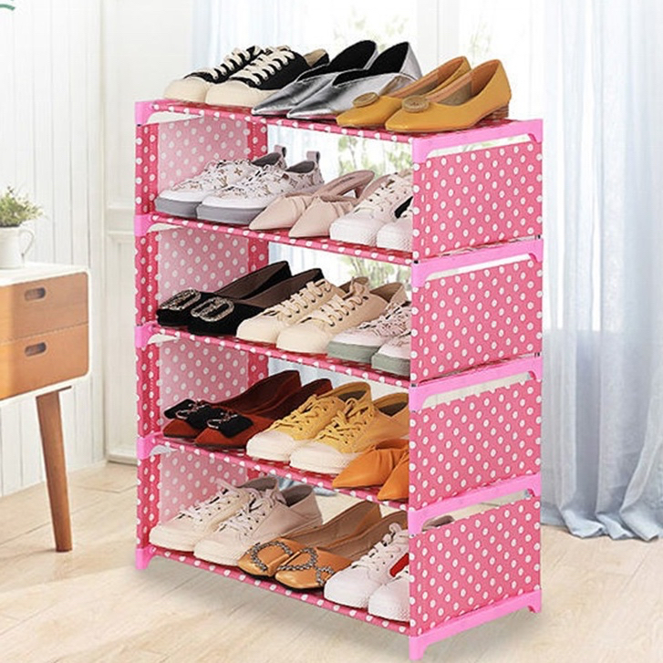 RAK SEPATU 4 SUSUN - Rak Sepatu Sandal Multifungsi 4 susun Stainless Steel Bongkar Pasang Rak Penyimpanan Sepatu Rapi Murah