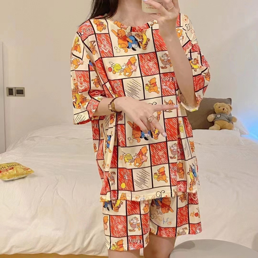 [TOYOU SHOP M25C] PAKAIAN WANITA | BAJU TIDUR WANITA | PIYAMA LENGAN PENDEK | PIYAMA IMPORT | MOTIF KARTUN | PREMIUM ALL SIZE