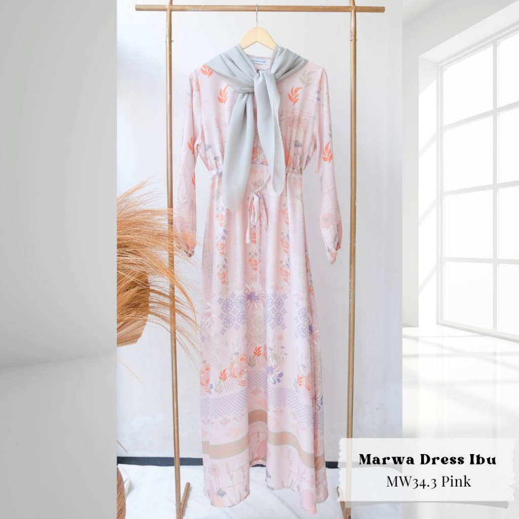 Hijabwanitacantik - Marwa Dress Dewasa MW34.3 Pink | Dress Printing Exclusive | Gamis Motif Premium-7
