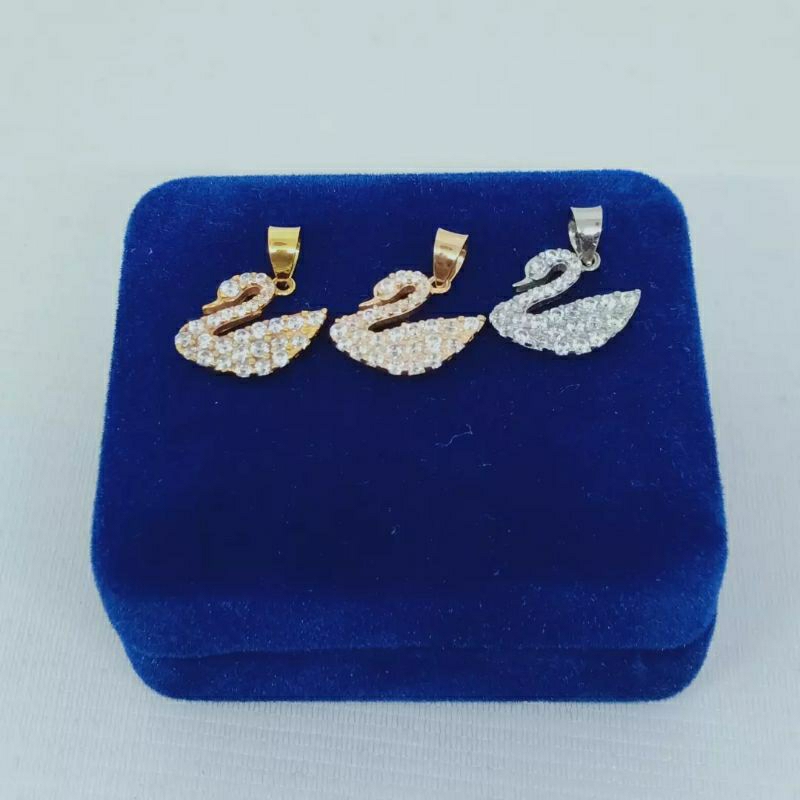 liontin swan mata putih/perak asli silver 925 lapis emas/perhiasan fashion wanita terbaru