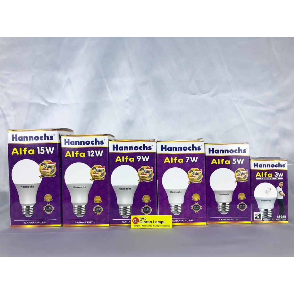 Lampu LED Hannochs Alfa 3w 5w 7w 9w 12w 15w 20w - Bohlam LED Kapsul Hemat Energi All Varian Watt