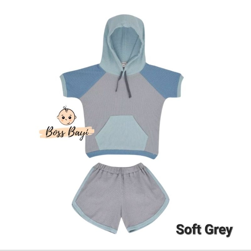 Dialogue Baby Hoodie Set Short Raglan - DFB0236 DFB0237 (Setelan Pendek Hoodie Anak)