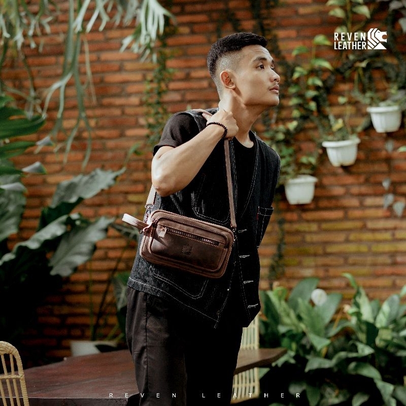 REVEN LEATHER - Tas Tangan Clutch Pouch Handbag Hand Bag Tali Pria Wanita Reven Nakula Pouch Kulit Sapi Asli Premium