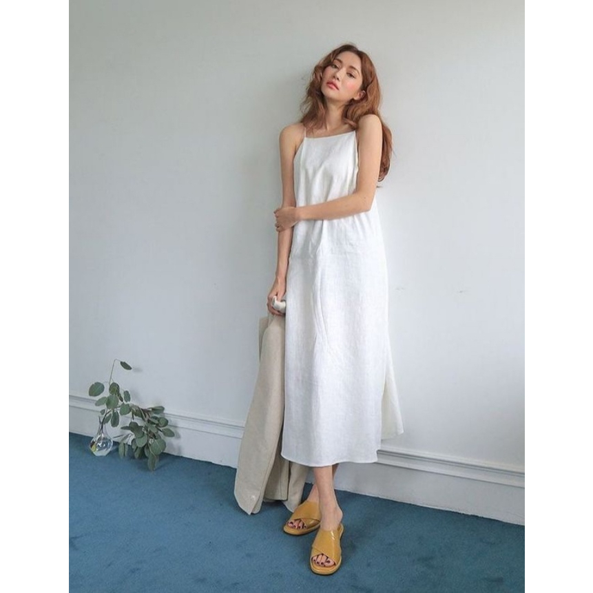 Oversize Korea Dress midi wanita Baju pantai wanita dress slit bali outfit ootd basic style fashion 