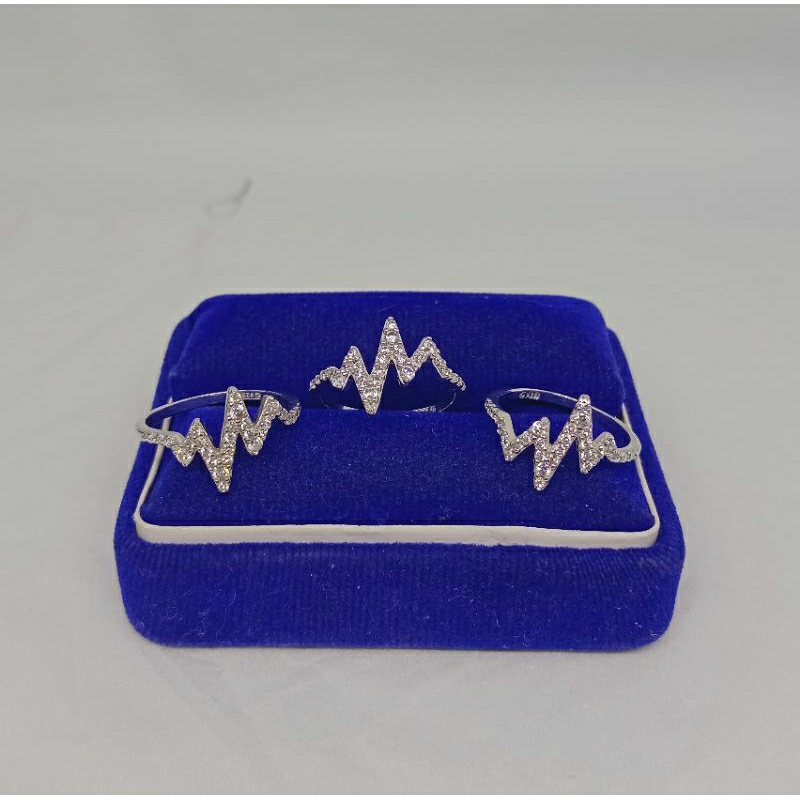 cincin zigzag mata putih/perak asli silver 925 lapis emas/perhiasan fashion wanita terbaru