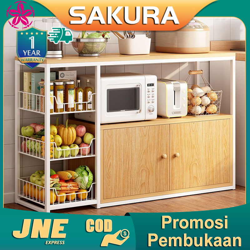 Weyon Sakura Lemari Dapur Rak Oven Microwave/ Rak Oven/ Kitchen Rack/ Rak Microwave/ Rak Bumbu/ Kitchen/ Rak Oven Microwave Rak Dapur Susun Minimalis Bumbu Dapur Kayu Serbaguna Rak Serbaguna Minimalis(CFCG)