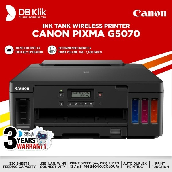 Printer Canon Pixma G5070 Wifi Print Only - G5070 Ink Tank