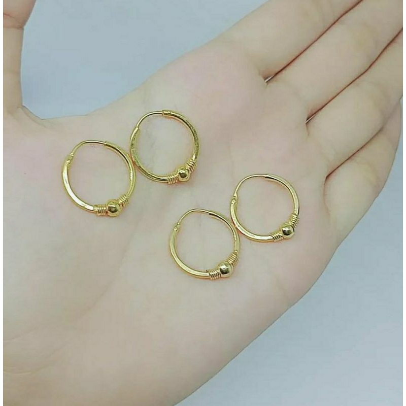 anting ring gypsy bola spiral variasi besar &amp; kecil/perak asli silver 925 lapis emas/perhiasan fashion wanita terbaru