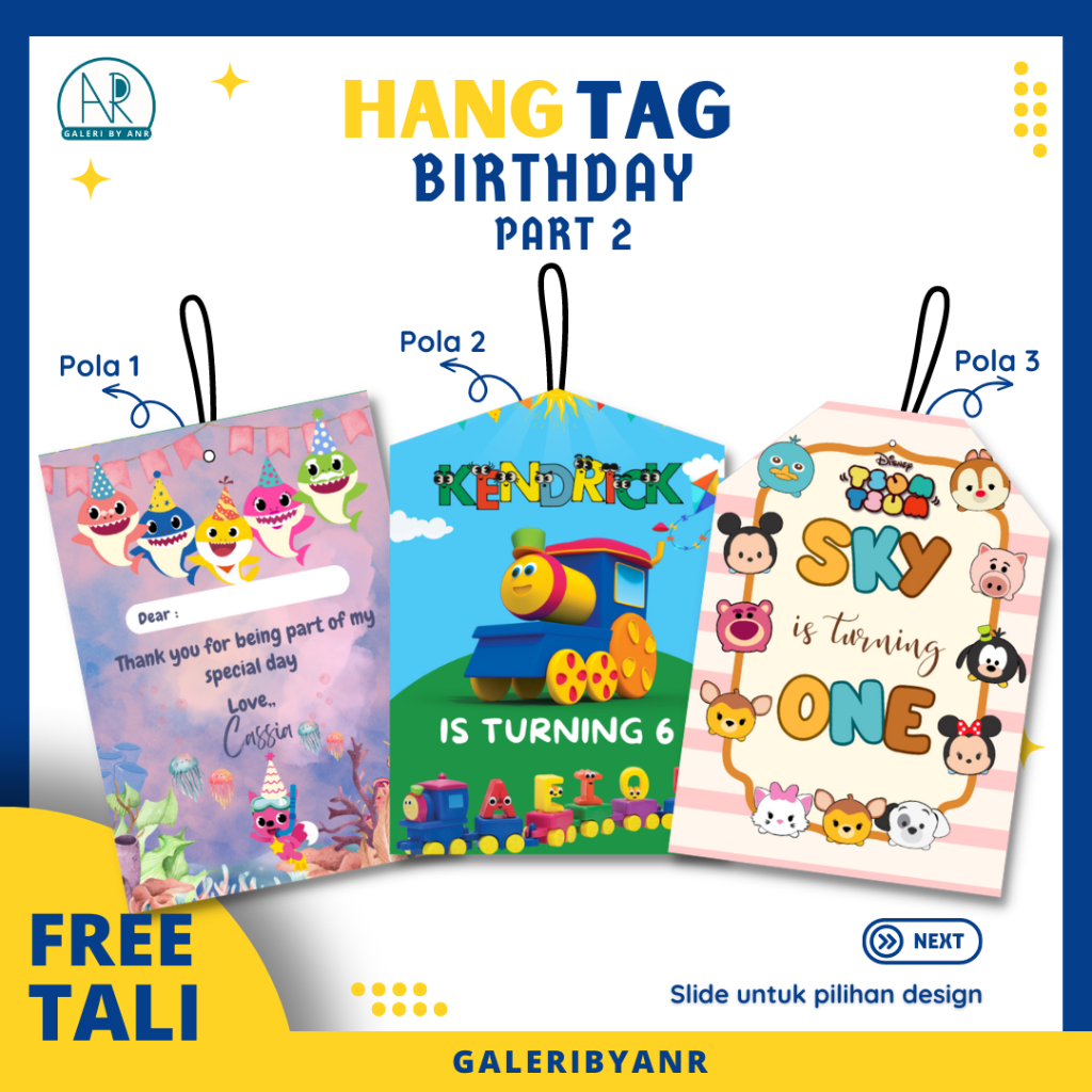 D01P2 Hangtag Custom birthday ulang tahun | Hang tag tasyukuran aqiqah khitan baby born label gantun