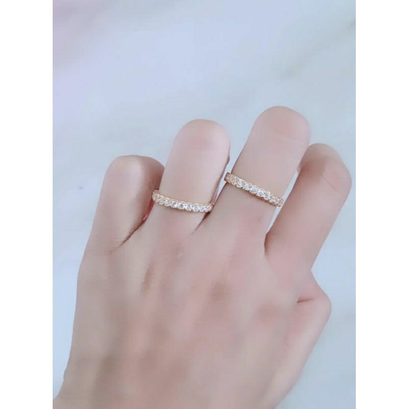 cincin listring mp 1 brs/perak asli silver 925 lapis emas/perhiasan fashion wanita terbaru