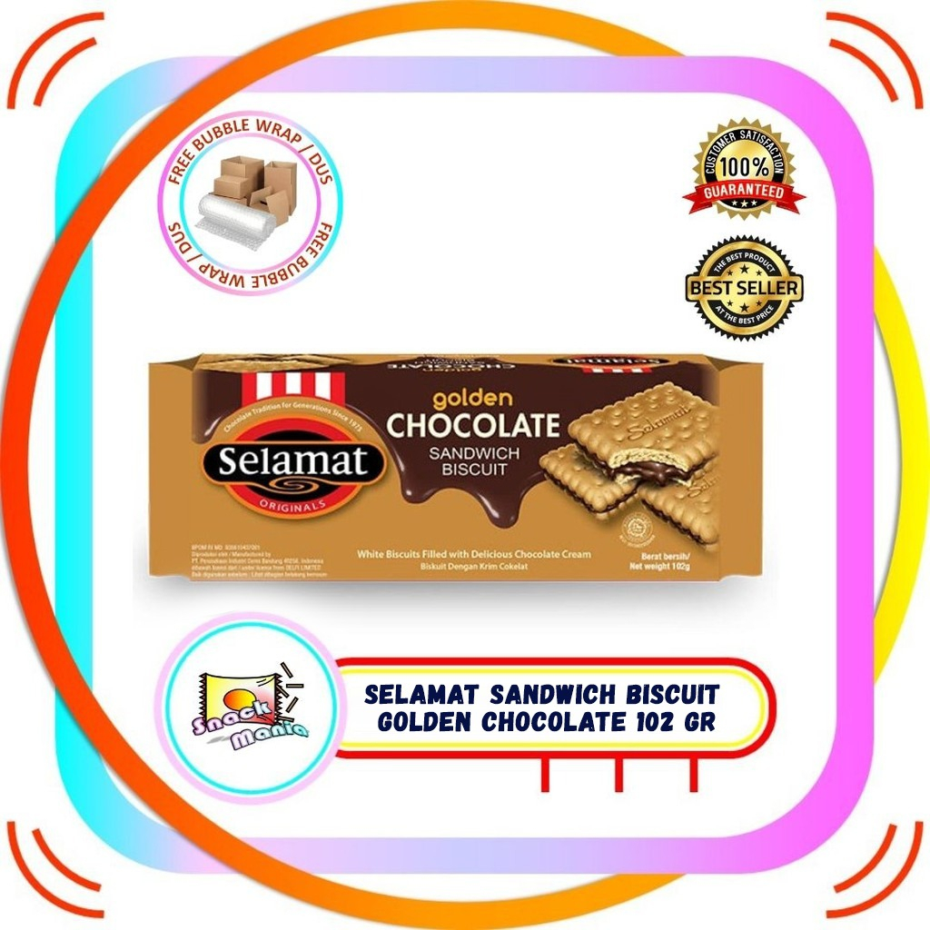 

Selamat Sandwich Biscuit GOLDEN Chocolate 102 gr Biskuit Coklat Choco