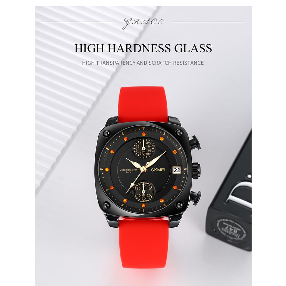 JAM TANGAN PRIASKMEI 1903//JAM TANGAN PRIA WANITA ANALOG CHRONOGRAPH TALI SILICONE MGOS//ORIGINAL WATERRESISTENT